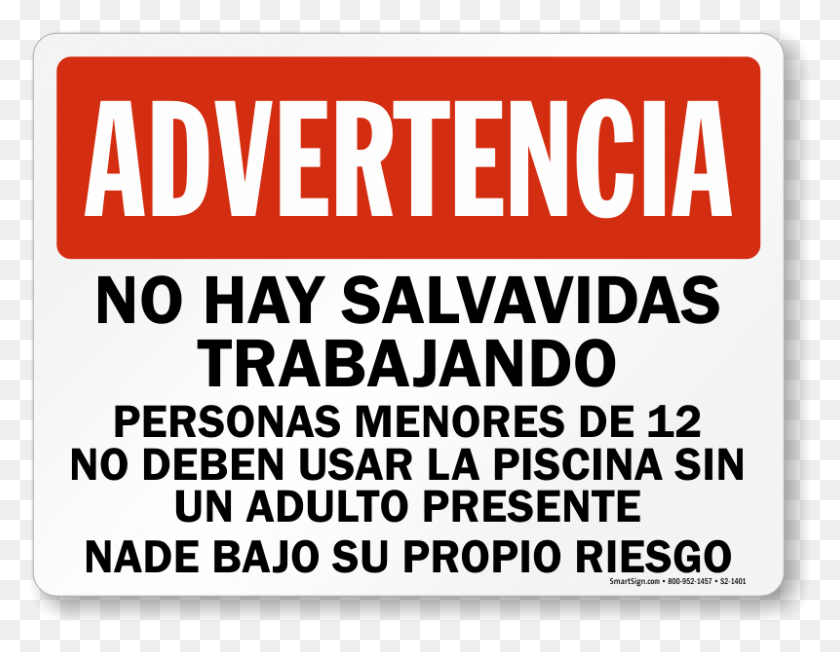 800x608 Печать Вывески На Испанском Языке: Нет Спасателей На Дежурстве, Текст, Плакат, Реклама Hd Png Скачать