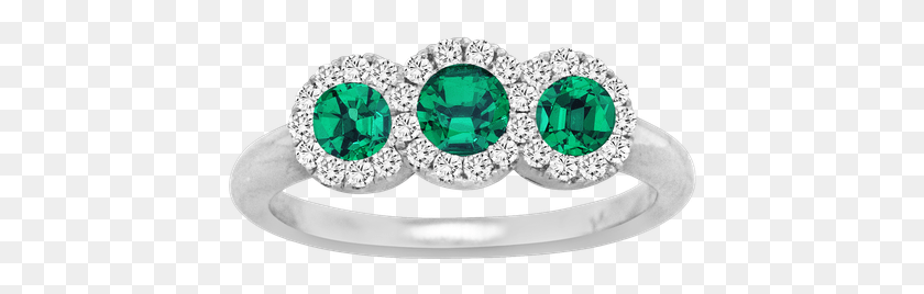 430x208 Spark Creations Three Stone Emerald Amp Diamond Ring Engagement Ring, Gemstone, Jewelry, Accessories Descargar Hd Png