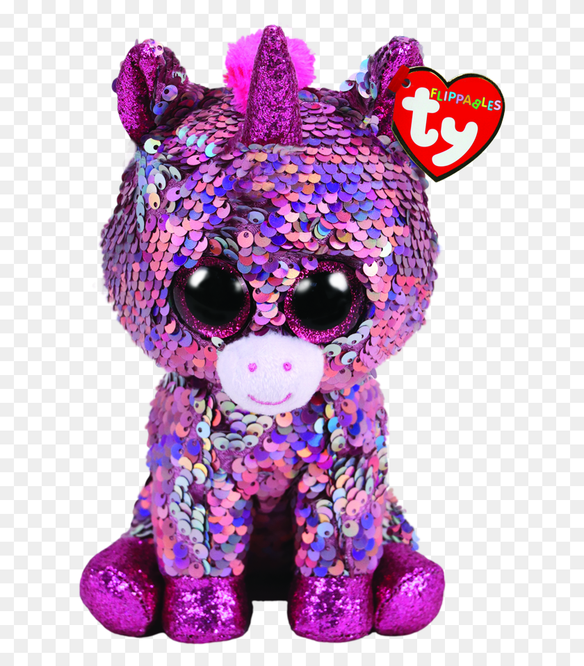 615x899 Descargar Png Sparkle The Pink Unicorn Regular Flippables Ty Flippables, Disfraz, Purple, Toy Hd Png