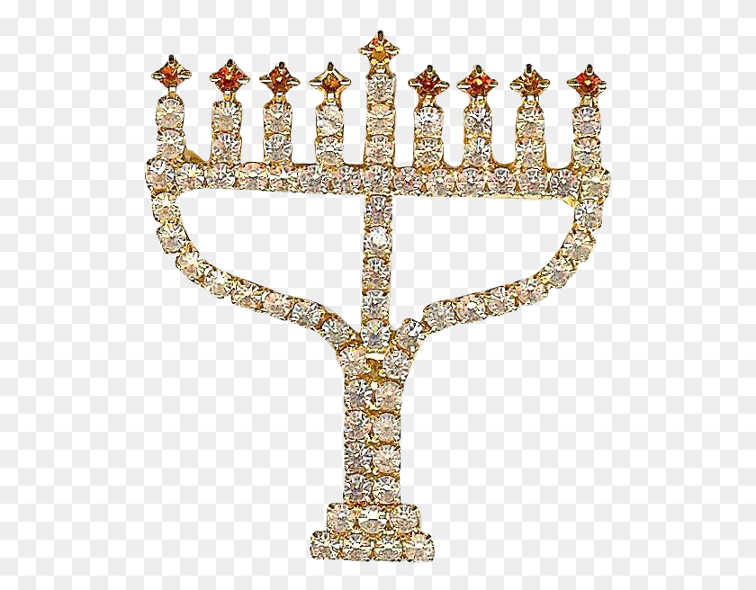 521x596 Sparkling Hanukkah Menorah Clear Rhinestone Brooch Headpiece, Cross, Symbol, Crystal HD PNG Download
