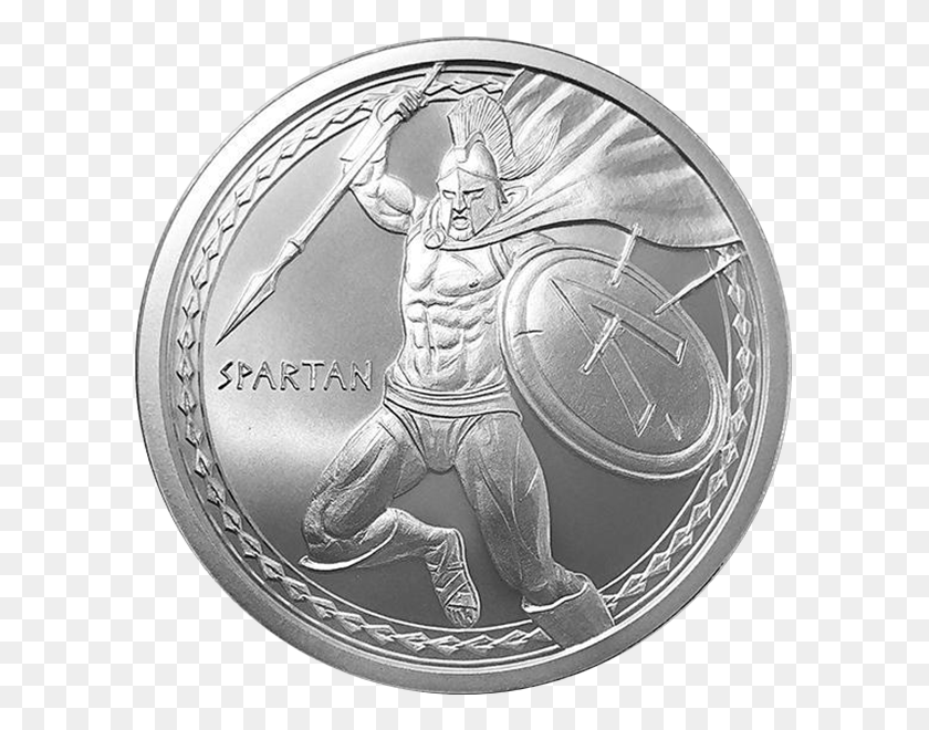 600x600 Spartan Warrior Silver Back Silver, Person, Human, Coin HD PNG Download