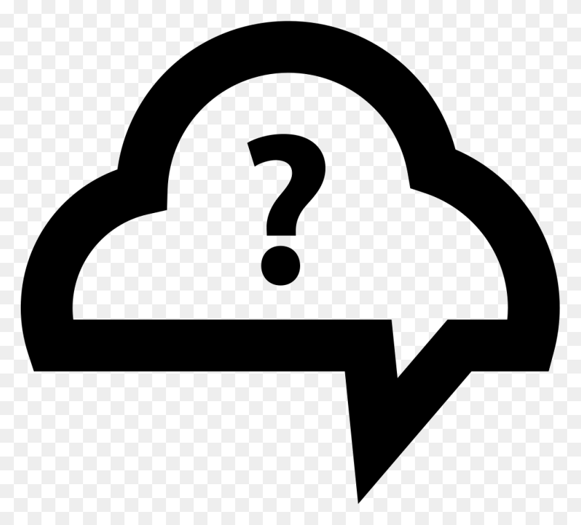 981x880 Speech Bubble Cloud With Question Mark Comments Question Mark Cloud, Number, Symbol, Text HD PNG Download