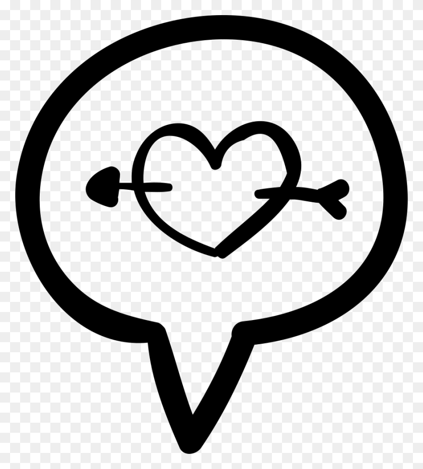 876x980 Speech Bubble With Heart And Arrow Comments Bocadillo Corazon, Stencil, Symbol HD PNG Download