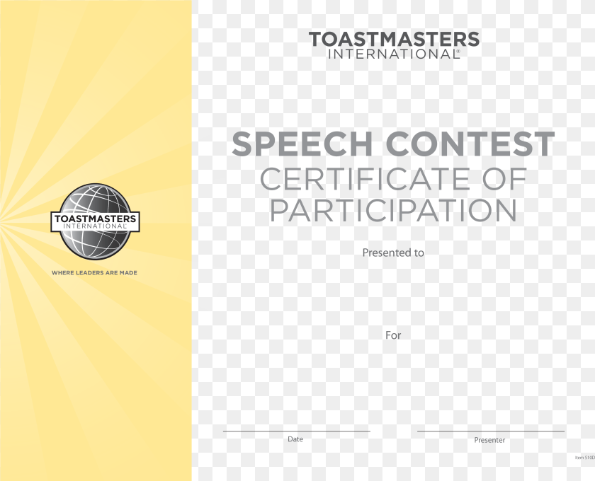 3151x2551 Speech Contest Certificate Template Participant Toastmasters International, Advertisement, Poster Clipart PNG