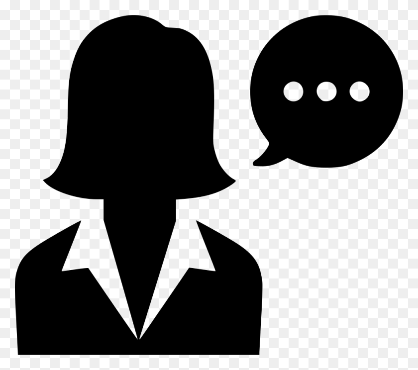 980x860 Speech Woman Talk Message Comment Svg Icon Free Woman Person Icon, Stencil, Clothing HD PNG Download