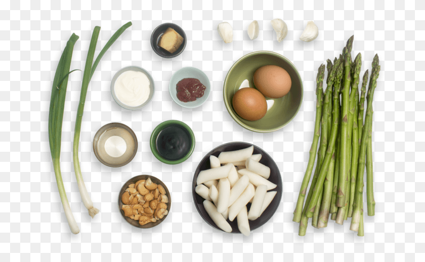 685x458 Spicy Vegetable Tteokbokki With Asparagus Soft Boiled Egg, Food, Plant, Bowl HD PNG Download