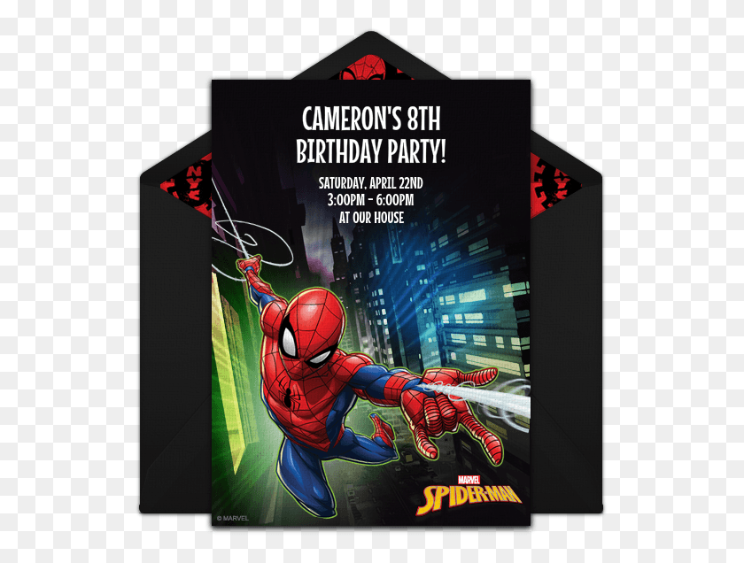 535x576 Spider Man City Online Invitation Spider Man, Poster, Advertisement, Flyer HD PNG Download