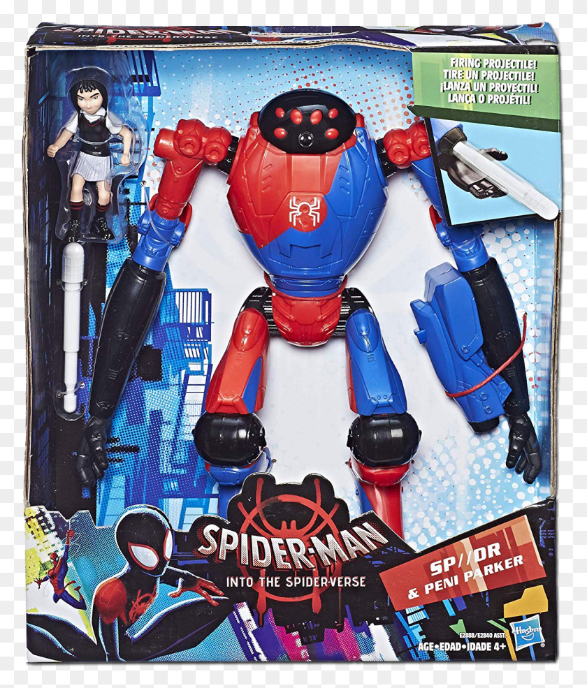 1098x1303 Spider Man Spiderverse Spider Verse Hasbro Entertainment Spider Man Into The Spider Verse Peni Parker, Robot, Toy, Person HD PNG Download