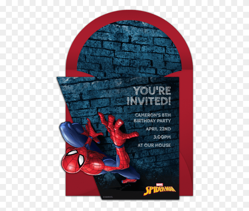 473x651 Descargar Png / Cartel De Invitación En Línea De Spider Man Wall Climb, Anuncio, Texto Hd Png