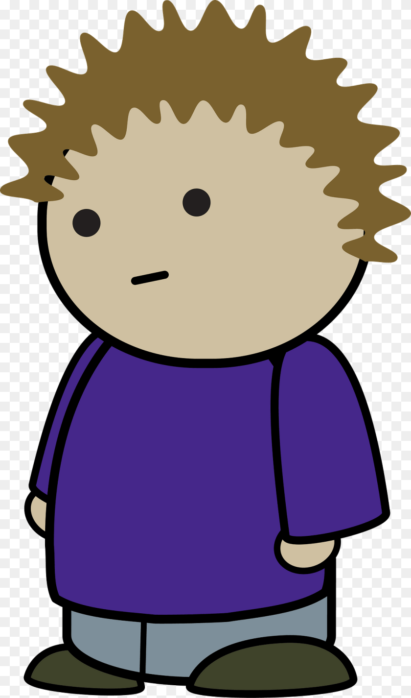 1132x1920 Spiky Haired Boy In A Purple Shirt No Expression Front Clipart, Book, Comics, Publication, Animal Sticker PNG