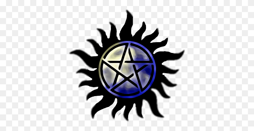 386x375 Spn Supernatural Tattoo Pentagram Antipossesion Symbol Of Protection Supernatural, Clock Tower, Tower, Architecture HD PNG Download
