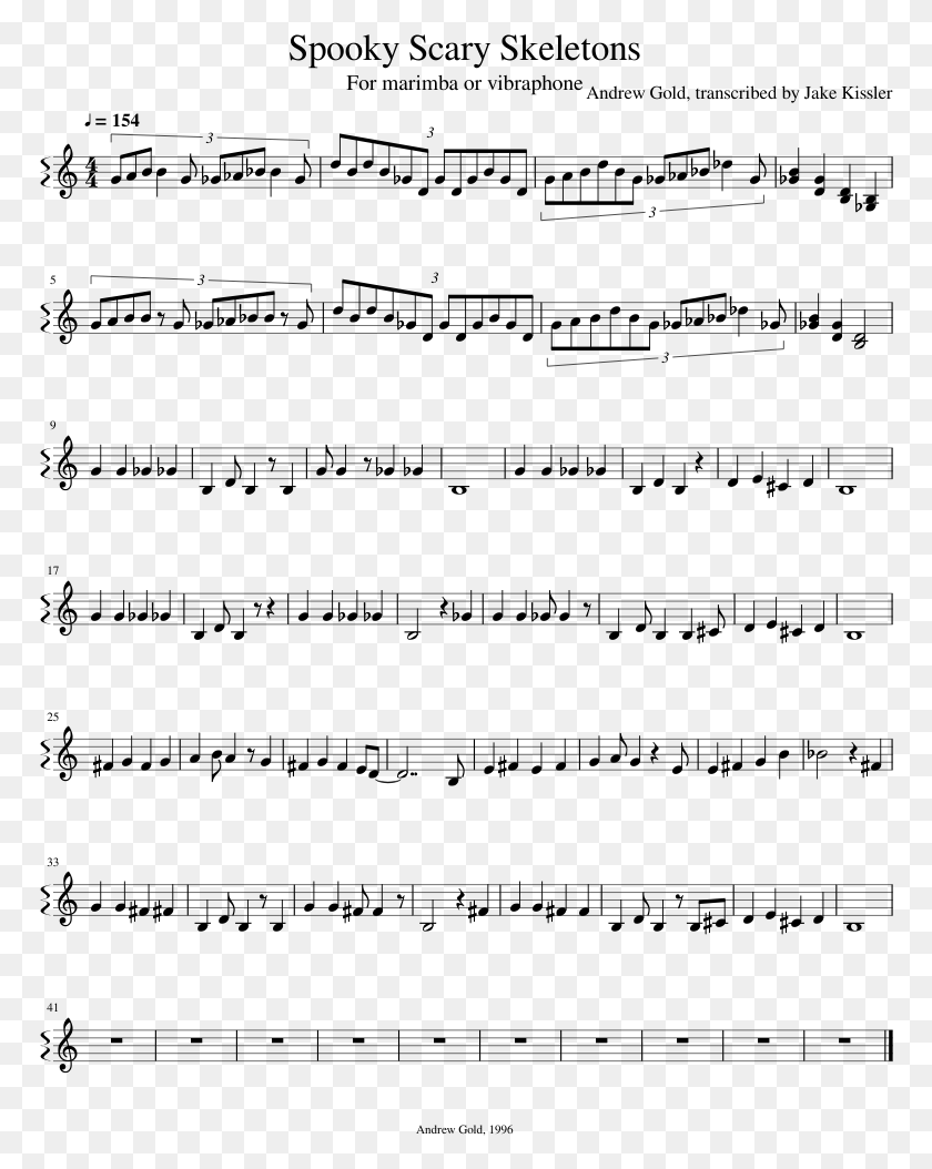 770x994 Spooky Scary Skeletons Sheet Music Composed By Andrew Jingle Bell Rock Partitura Violin, Gray, World Of Warcraft HD PNG Download