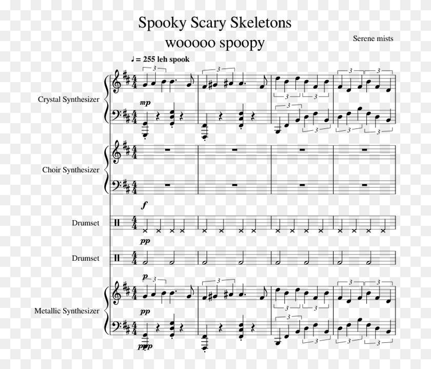 709x659 Spooky Scary Skeletons Wooooo Spoopy Sheet Music For Sheet Music, Gray, World Of Warcraft HD PNG Download