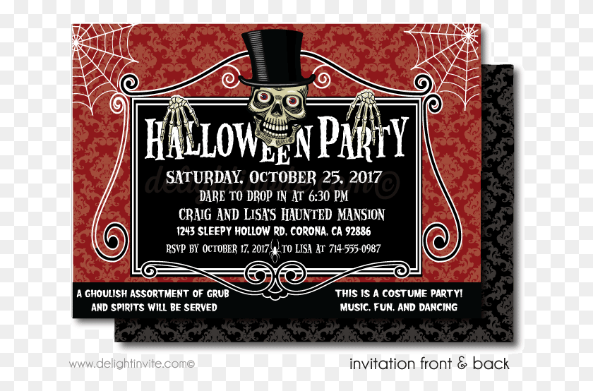 647x494 Spooky Skeleton Halloween Party Invitations Di 10400fc Poster, Advertisement, Flyer, Paper HD PNG Download