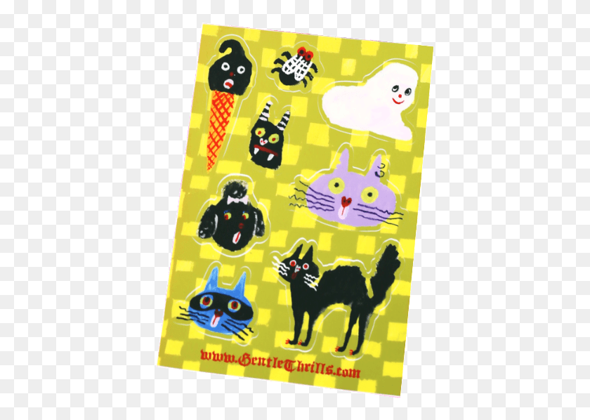 399x538 Spooky Sticker Sheet Cartoon, Cat, Pet, Mammal Descargar Hd Png
