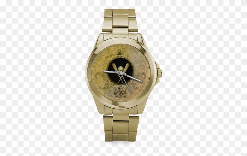 263x470 Descargar Png Deporte Béisbol Sobre Fondo Vintage Reloj Dorado Personalizado, Reloj De Pulsera, Reloj Analógico, Reloj Hd Png