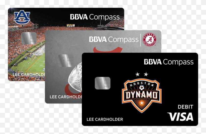 1011x631 Sports Fan Banking Personalized Bbva Compass Debit Card, Text, Credit Card, Label HD PNG Download