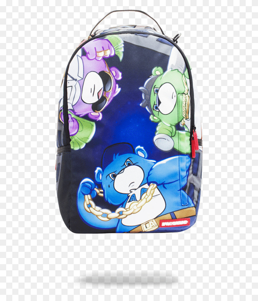483x920 Sprayground Backpack X Gang Of Three Compton Bear Sprayground Backpack, Clothing, Apparel, Label HD PNG Download