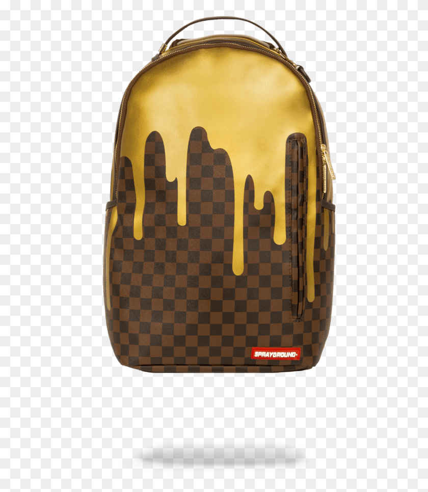 480x906 Sprayground Backpack X Gold Checked Drips Sprayground Gold Checkered Drips Backpack, Bag, Handbag, Accessories HD PNG Download