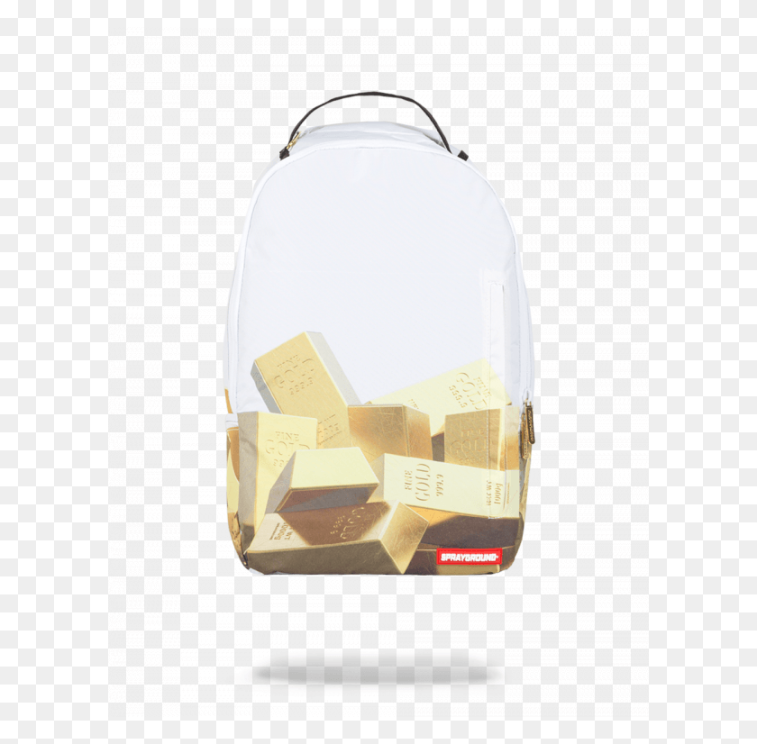 600x766 Sprayground Gold Brick Front 1 Cylinder, Bag, Backpack, Text HD PNG Download