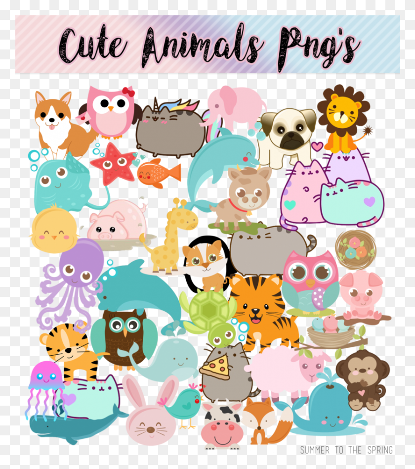 834x950 Весенние Животные Весенние Животные Милые Животные S By Cute Cartoon Animals, Графика, Коллаж Hd Png Скачать