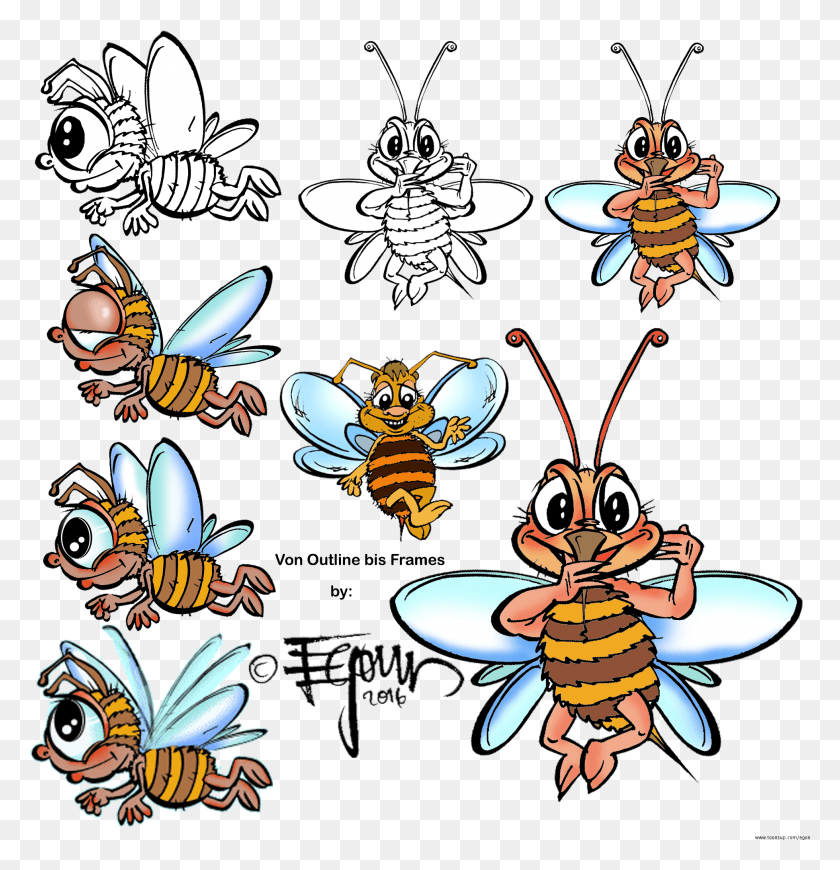 1959x2036 Spring Comic Workart Cartoon, Wasp, Bee, Insect HD PNG Download