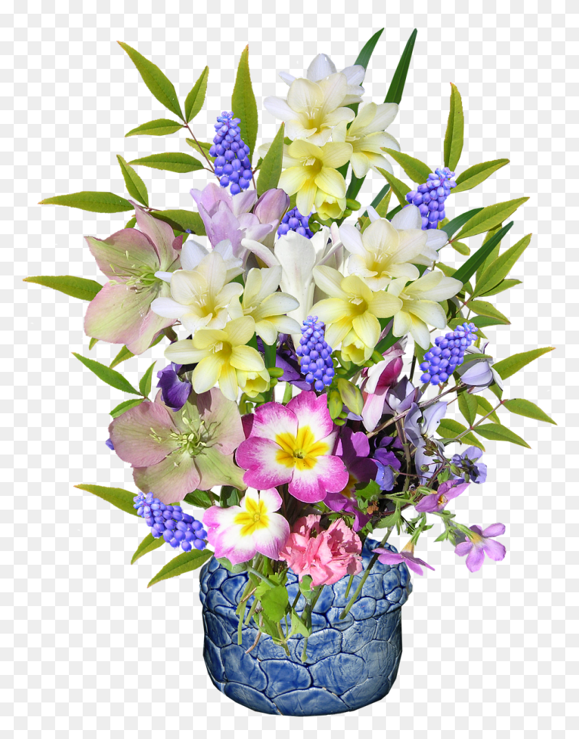 953x1238 Spring Flowers Pottery Vase Free Picture Florero Con Flores, Plant, Flower, Blossom HD PNG Download