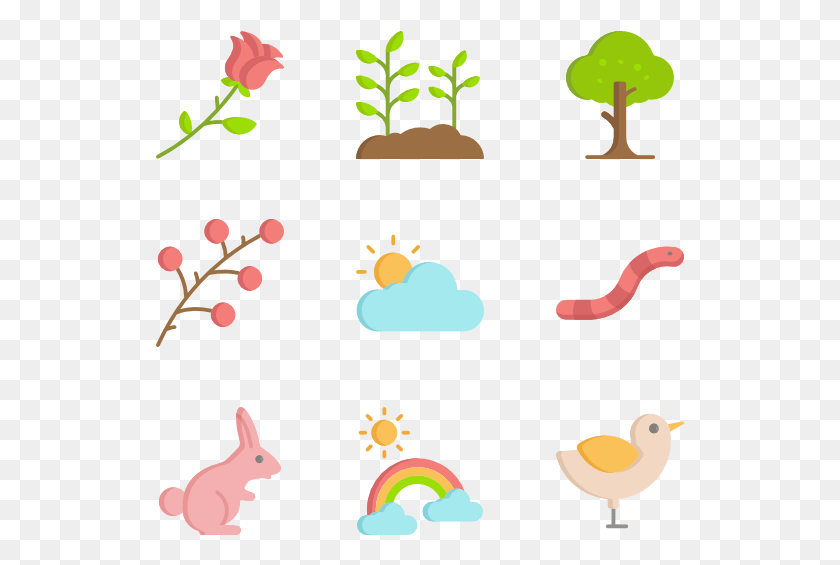 529x505 Spring Nature Spring Flat Icon, Plant, Bird, Animal HD PNG Download
