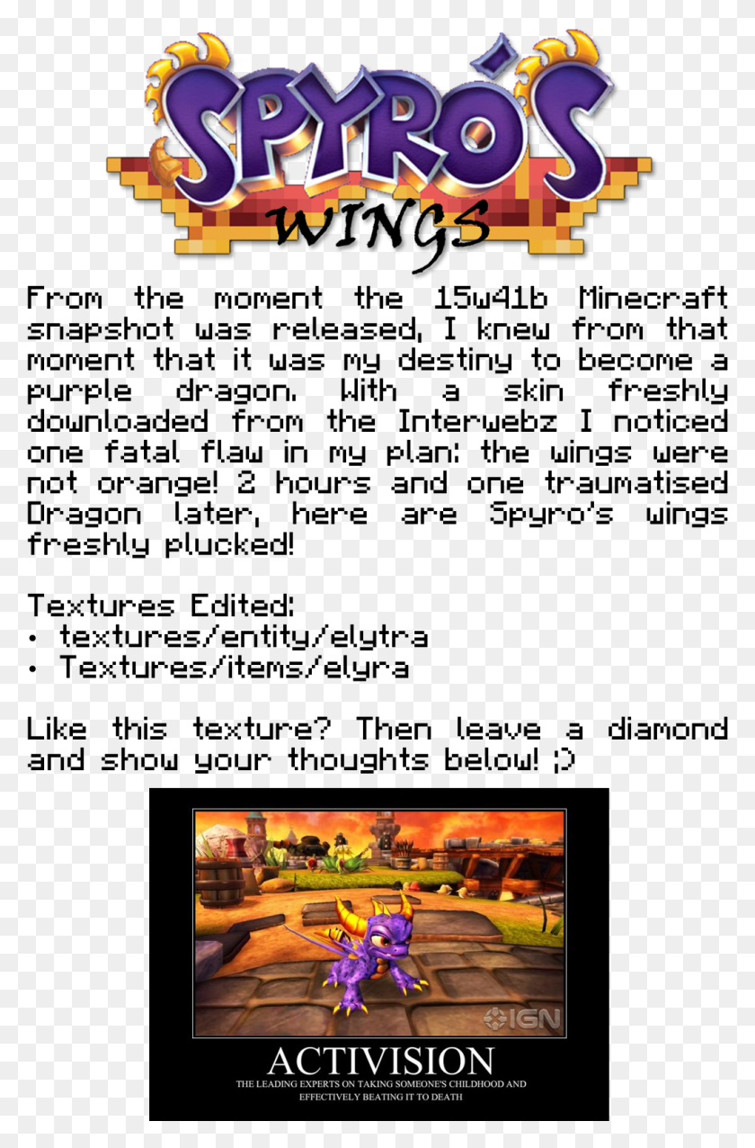 1026x1600 Spyro The Dragon39s Elytra Wings 1 Minecraft Elytra Dragonwings Texture, Poster, Advertisement, Super Mario HD PNG Download