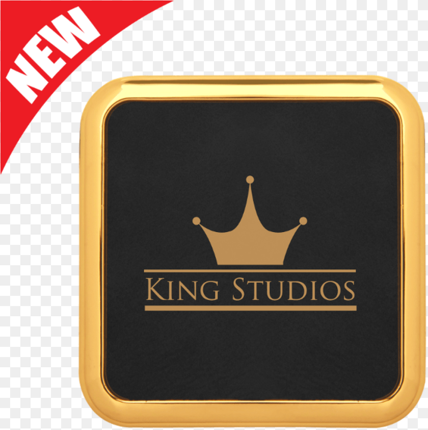 977x980 Square Black Leatherette Coaster With Gold Edge Emblem, Electronics, Logo, Mobile Phone, Phone Clipart PNG