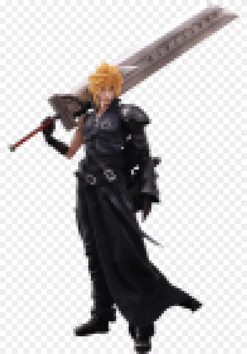 790x1201 Square Enix Final Fantasy Vii Advent Children Cloud Play Arts Kai Cloud Strife Figure, Sword, Weapon, Person, Samurai Clipart PNG