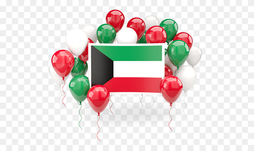 519x440 Square Flag With Balloons Kuwait Balloon, Ball HD PNG Download