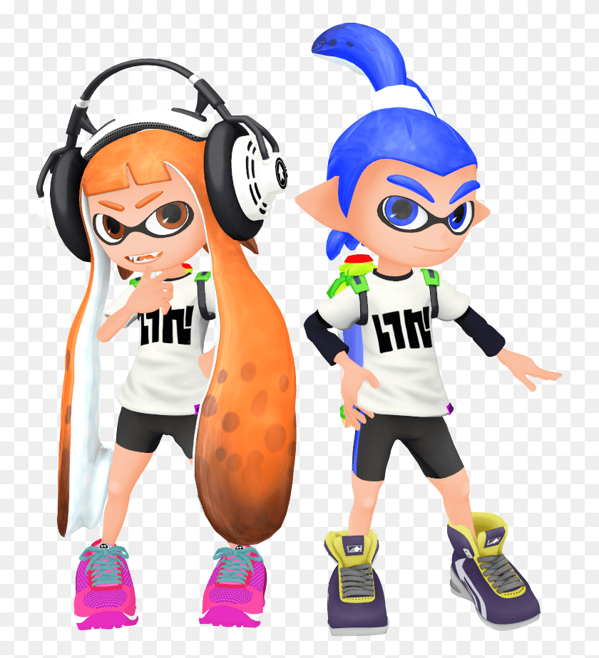 739x864 Squid Girl Amp Squid Boy Amp Model Mmd Inkling Model Dl, Person, Human, Electronics HD PNG Download