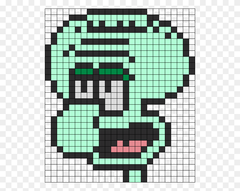 526x610 Squidward Perler Perler Bead Pattern Bead Sprite Squidward Pixel Art, Игра, Кроссворд, Коврик Png Скачать