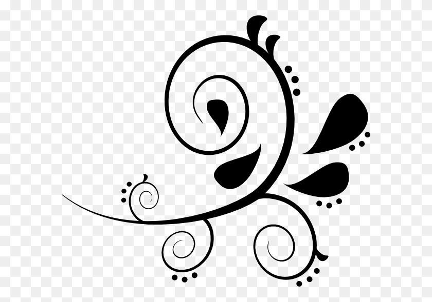 600x529 Squiggle Design Clipart Swirl Clipart Black And White, Graphics, Floral Design HD PNG Download