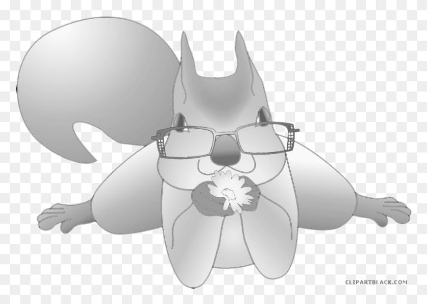 796x550 Squirrel Animal Free Black White Clipart Images Clipartblack Squirrel With Glasses Clipart, Graphics, Plant HD PNG Download