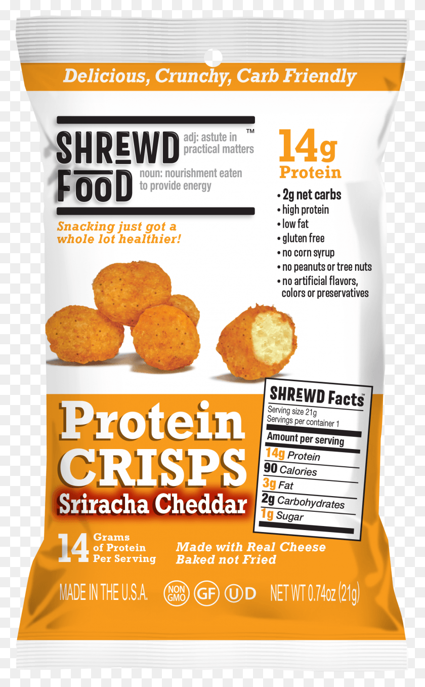 1384x2302 Sriracha Cheddar Protein Crisps Shrewd Food Protein Crisps, Nuggets, Fried Chicken, Text HD PNG Download