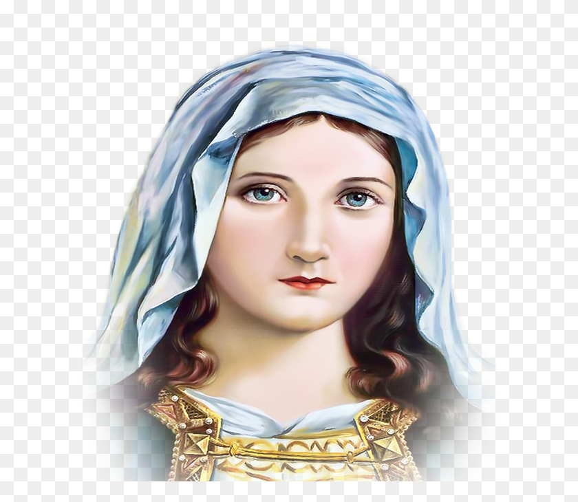603x670 St Mary Virgin Mary Face, Clothing, Apparel, Person HD PNG Download