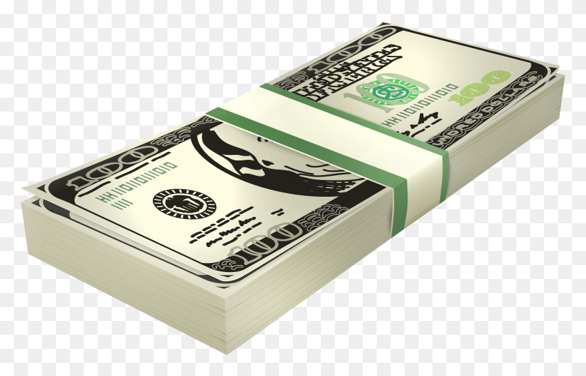 7935x4883 Stack Of 100 Us Dollar Banknotes Clipart Box HD PNG Download