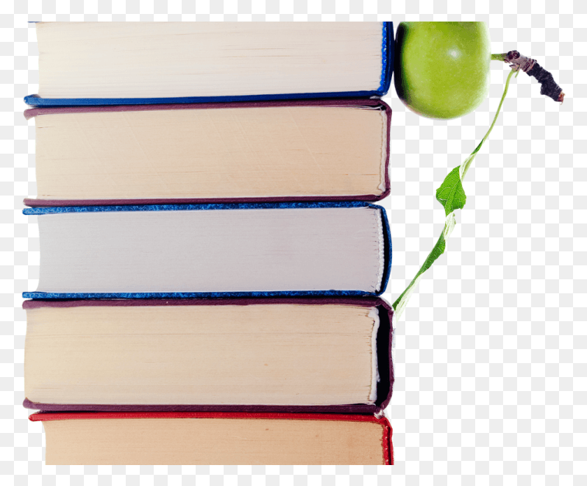 943x769 Stack Of Books And Apple Image Apple, Plant, Box, Text HD PNG Download