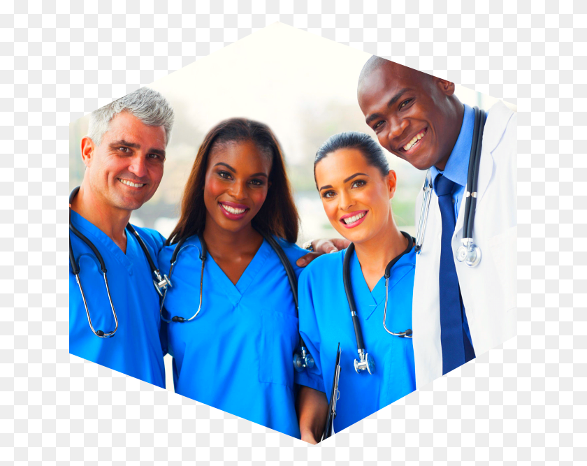 641x607 Staff Medical Ketogenic Cancer Trial Hexagon Multiracial Doctor, Person, Human, Nurse HD PNG Download