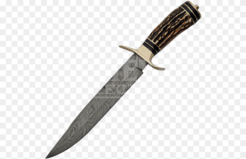 537x544 Stag Handle Damascus Hunting Knife Szco Supplies Damascus Iron Maiden Hunting Knife, Blade, Dagger, Weapon Sticker PNG