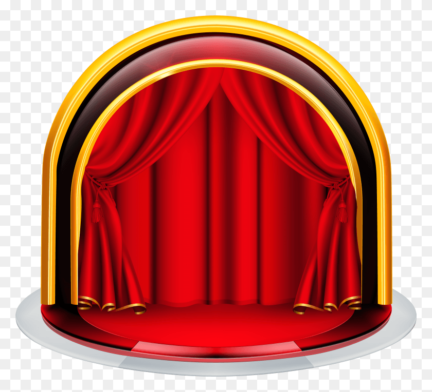 6019x5436 Stage With Red Curtains Clipart Image Theatre HD PNG Download