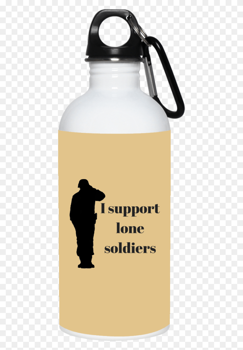 442x1148 Descargar Png Botella De Agua De Acero Inoxidable Apoyo Soldados Solitarios Botella De Agua, Persona, Humano, Etiqueta Hd Png