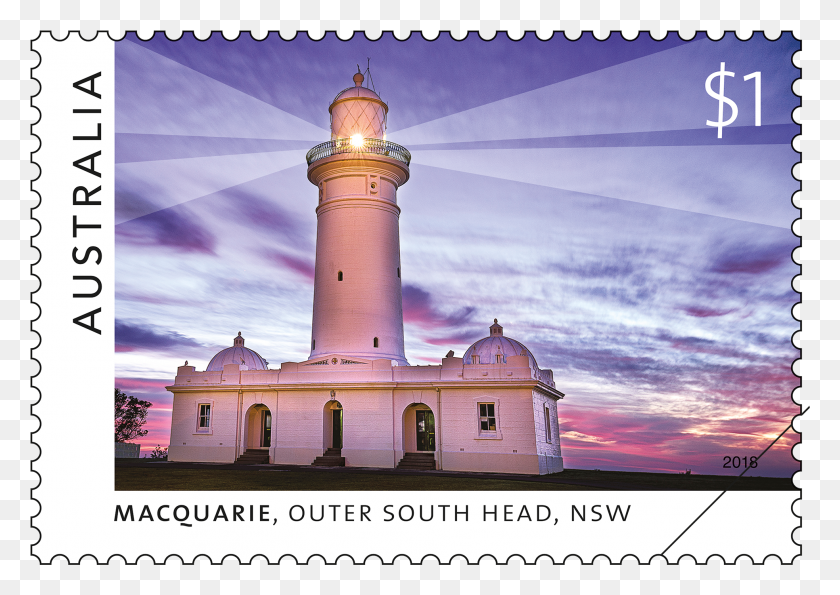 1967x1351 Descargar Png Sello Macquarie Lighthouse Outer South Head Australia Sellos Postales 2018, Arquitectura, Edificio, Torre Hd Png