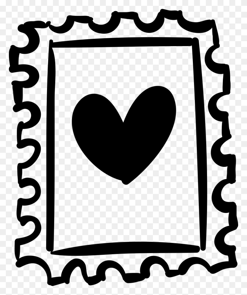 810x981 Stamp With Heart Drawing Comments Heart Drawing Stamp, Stencil, Text HD PNG Download