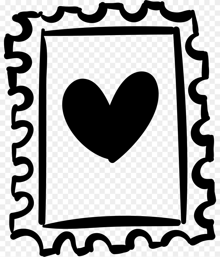 810x981 Stamp With Heart Drawing Stamp Drawing, Stencil, Blackboard Clipart PNG