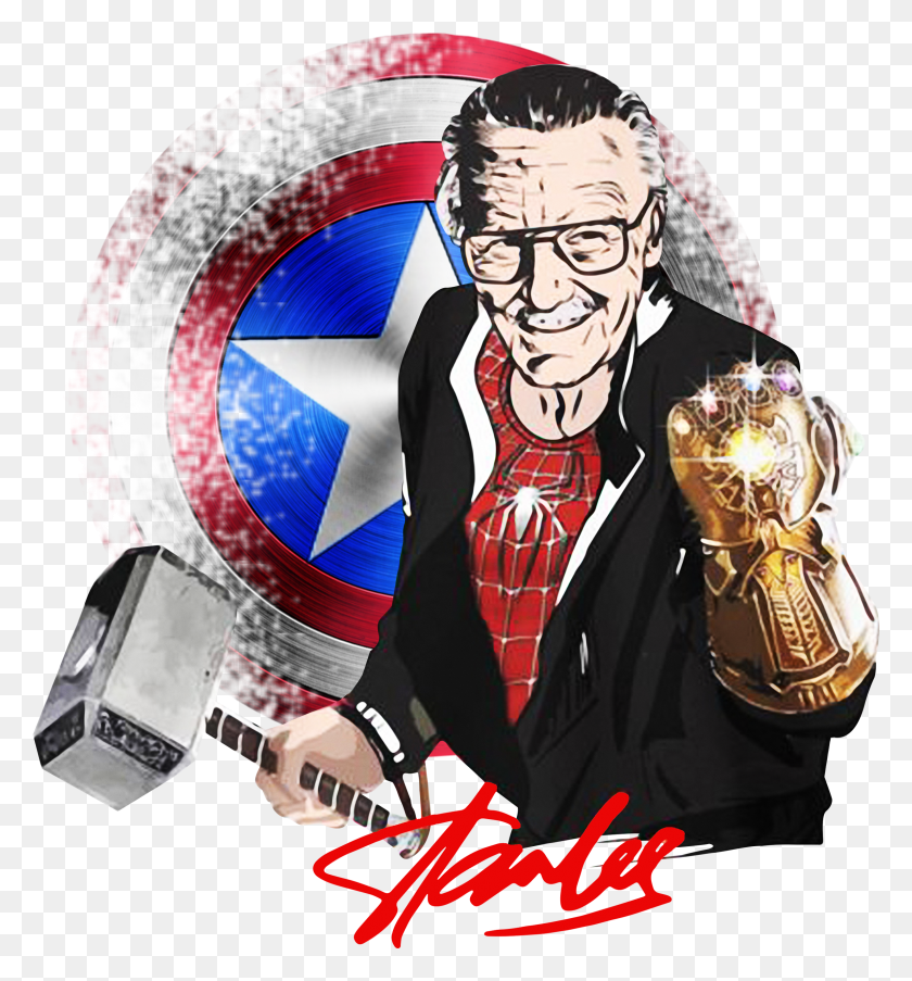 2373x2565 Stan Lee In Spider Man Thanos Infinity Gauntlet Shirt HD PNG Download