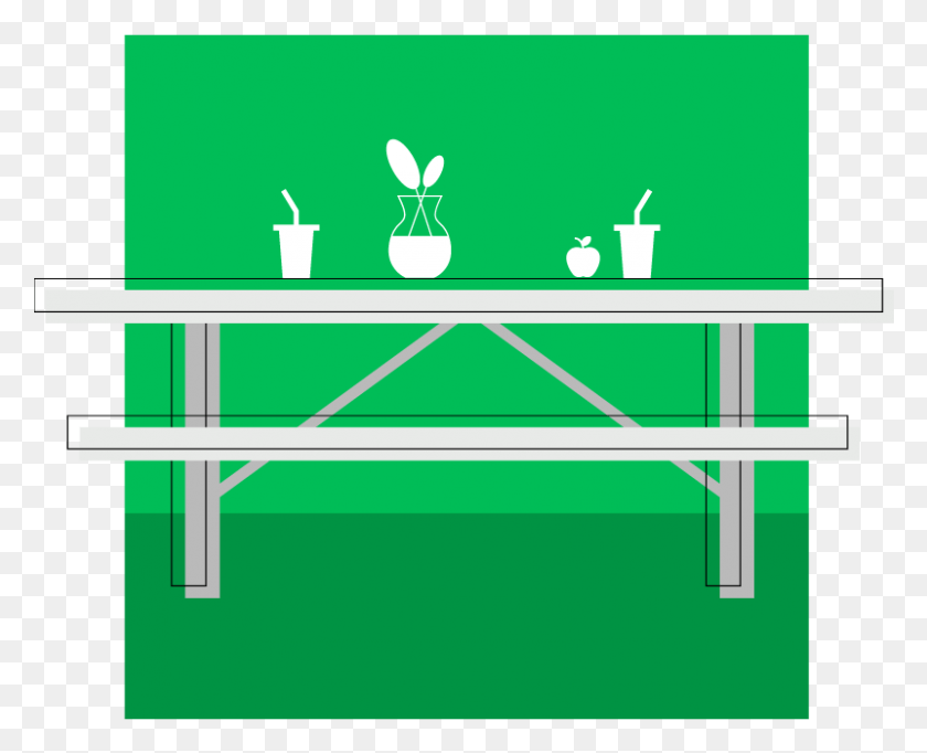801x639 Standard Picnic Table Sizes Illustration, Furniture, Table, Bench HD PNG Download