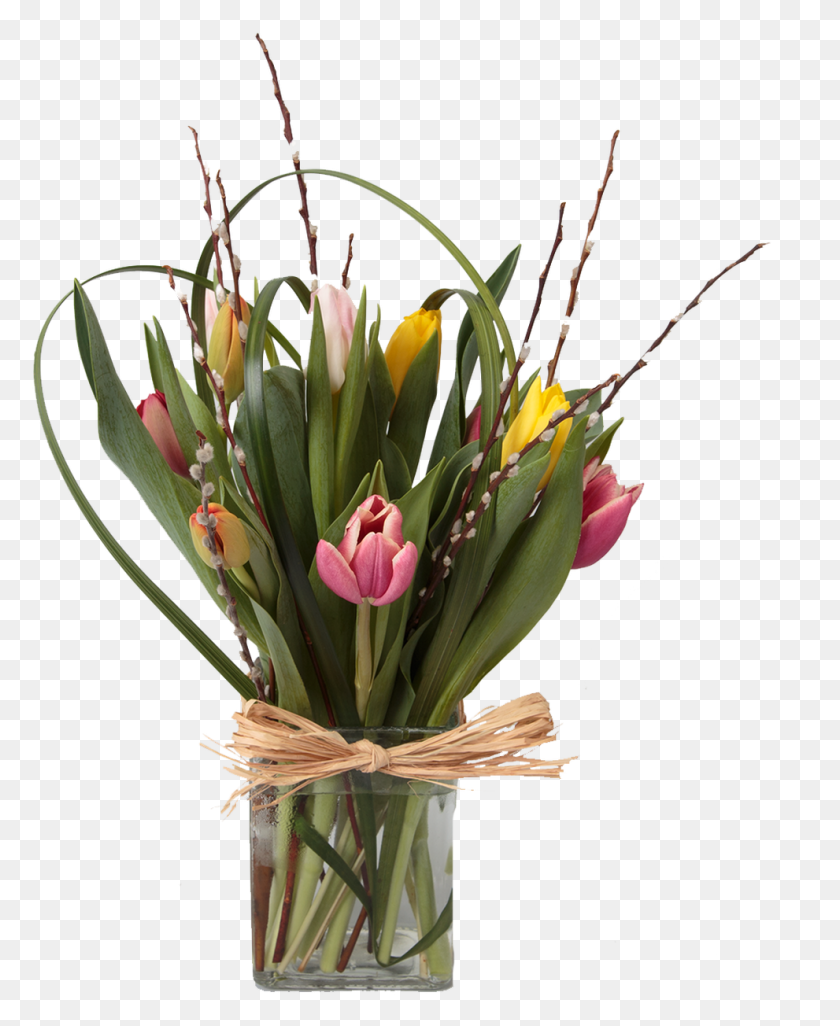 991x1228 10 Tulipanes Mixtos En Un Florero, Ramo De Flores, Ikebana Hd Png